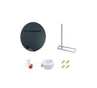 Kit Antenne Parabole Fibre 85 cm Anthracite HDME + Support de Chevron Toit 1m + LNB Twin HD 4K + Câble Coax 25m Twin + 4 Fiches F Or