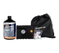 TERRA-S T56001 Kit de réparation d'urgence pour crevaison avec Mastic et Pompe à Pneu pour Voiture et Autres véhicules Automobiles 15 Minutes