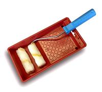 Kit anti-gouttes | bac plastique| 1 monture | 2 pattes de lapin rayées jaune | Largeur 100 mm | Peinture plinthes radiateurs surfaces plates coques bateaux | Kibros IB_L101b