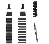 Kit Anti-Poussière pour Téléphone Mobile Kit Anti-Poussière pour Haut-Parleur Mesh Sticker USB Type C Port Cap Cover Headphone Dust Plugs Set for Mobile Speaker Charging Port and Earphone Jack