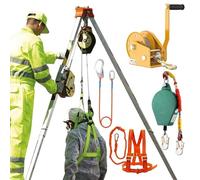 Kit antichute robuste, système de sauvetage sur trépied pour capacité de 544,3 à 1 179,3 kg, équipement de sécurité pour espaces confinés, sauvetage incendie, grue derrick, tunnels et puits