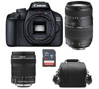 Kit appareil photo reflex CANON EOS 4000D EF-S 18-55MM F3.5-5.6 III + Tamron AF 70-300mm F4-5.6 Di LD Macro + SD32GB + Batterie LP-E