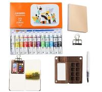 Kit aquarelle de poche - Petite palette de couleurs compacte pour les étudiants et les croquis en plein air | Peinture de voyage portable, mini aquarelle Tin & Palette, idéale pour les voyages, les