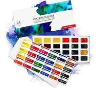 Kit Aquarelle Peinture - 24 x Godet Aquarelles Professionnelle Extra Fine Сlassique Studio | Palette Aquarelle Adulte Portable pour Voyage et L’atelier D’artiste