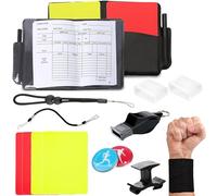 Kit Arbitre Football, Carton Arbitre Football Set avec PVC Carton Rouge et Jaune Foot, Porte-clés Sifflet, Porte-clés Court, Pochette Carnet de Scores pour Le Football Sport Scolaire Sport