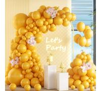 Kit Arc de Ballons Jaune, 105pcs 5 10 12 18 pouces Kit de Guirlande de Ballon, Vintage Jaune Guirlande Ballons en latex Anniversaire Mariage Baby Shower Filles Femmes Garçons Homme Décorations de Fête