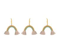 Kit: Arc En Ciel En Macramé Cordon+Laine, Colore, Environ 13cm, Av.Instructions,Boîte3 Pces
