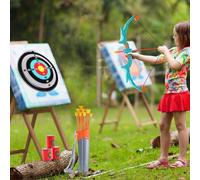 Kit arc et flèches pour enfants avec lumière LED - Kit tir à l'arc en extérieur - 10 flèches pour enfants - idéal pour les aventures en plein air