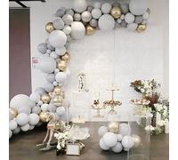 Kit Arche 100 Ballons Premium - Sublimez vos Évènements avec une Décoration d'Exception, Anniversaires, Mariages, Couleurs Blanc Mat, Gris Mat, Or Métallique, Accessoires pour des Fêtes Inoubliables