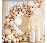 Kit Arche Ballon Anniversaire Beige, 110Pcs Arche de Ballon Nude avec Ballons Orange Tendre, Ballons Or Champagne et Blanc, Guirlande Ballon pour Decoration Anniversaire, Baby Shower, Mariage Boheme