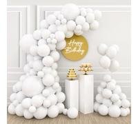 Kit Arche Ballon Blanc 110 Pièces - Décoration pour Anniversaire, Mariage, Baptême, Baby Shower (18/12/10/5 Pouces)