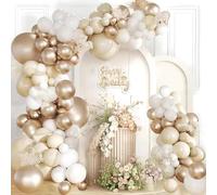 Kit Arche Ballon Blanc Champagne Or, 115 Pièces Ballons Guirlande Beige avec Ballons Sable Blanc Or Champagne, Décoration Fête pour Anniversaire, Baby Shower, Mariage Boho, Fiançailles, Anniversaire