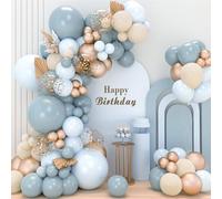 Kit Arche Ballon Bleu Or - 106 Pièces Arche de Ballon Anniversaire Bleu Blanc et Ballon Confetti Doré, Arche Ballon Bleu pour Décoration Anniversaire, Baptême Garçon, Mariage, Baby Shower