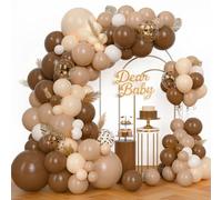 Kit Arche Ballon Marron Beige 147 Pièces Beige Marron Nude Decoration pour Mariage Boheme, Anniversaire, Baby Shower Fille Garçon, Bapteme