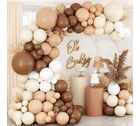 Kit Arche Ballon Marron et Beige, Guirlande Ballon Anniversaire avec Ballon Marron, Beige, Blanc et Nude, Arche de Ballon Marron Pour Decoration Anniversaire, Baby Shower, Mariage, Bapteme Garcon
