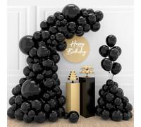 Kit Arche Ballon Noir pour Anniversaire, Mariage, Baptême, Baby Shower - 110 Ballons (18/12/10/5 Pouces) - Décoration