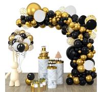 Kit Arche Ballon Or noir,127 Pcs Ballons Noir Or Décoration De Fête D'anniversaire,pour Mariage, Retraite, Baby Shower, Halloween, Decoration Anniversaire de Feste