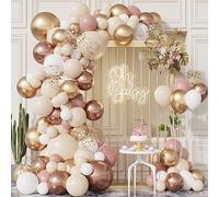 Kit Arche Ballon Or Rose, 105pcs Arche Ballon Anniversaire Rose Doré Blanc, Guirlande Ballons Rose Gold pour Fête Anniversaire Fille Femme, Décoration Baptême Champêtre, Baby Shower, Mariage Bohème