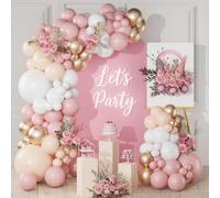 Kit Arche Ballon Or Rose,113Pcs Decoration Ballons Anniversaire avec Ballon D'or Rose Ballons Blanc Beige Helium pour Deco Anniversaire Girl Baby Shower Decoration Mariage Kit Anniversaire Fiancailles