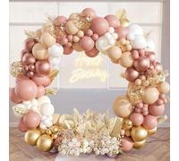Kit Arche Ballon Or Rose,131Pcs Guirlande Arche Ballon Anniversaire Rose avec Balon Rose Doré Blanc Beige pour Decoration Anniversaire Fille Femme,Mariage Bohème,Baby Shower,Bébé Shower,Deco Bapteme