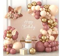 Kit Arche Ballon Or Rose Anniversaire, 110 Pièces Kit Guirlande Ballon Rose Or avec Abricot Or et Rétro Rose Ballons pour Anniversaire, Mariage, Fête Prénatale, Révélation du Genre, Fiançailles