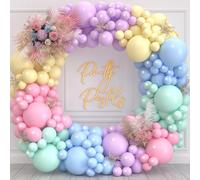 Kit Arche Ballon Pastel, 141Pcs Guirlande Ballons Arc en Ciel avec Ballons Marguerite pour Fille Femmes Anniversaire Baby Shower Mariage Fête Décoration Latex Rainbow Ballon D'Anniversaire