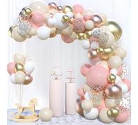 Kit Arche Ballon Rosa Beige Or, 110 Pièces Arche Ballons Anniversaire Rosa pastel Abricot Blanc Or Rose Ballon Confettis Dorés, Rosa Or Ballons pour Decoration Anniversaire Bapteme Mariage Baby Shower
