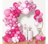 Kit Arche Ballon Rose, 114pcs Guirlande Anniversaire Ballons Hot Rose et Baby Pink Pastel Pink pour Decoration Ballon Anniversaire Barbie Fete Fille Femme, Bapteme Fille Femme, Mariage, Baby Shower