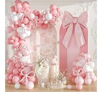 Kit Arche Ballon Rose Blanc, 108 Pièces Rose Arc Ballons Guirlande Avec Ballons Longs RosePastel et Blanc, Décorations pour Fête Anniversaire, Mariage, Fiancailles, Fête Prénatale, Baby Shower