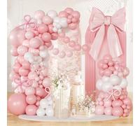 Kit Arche Ballon Rose Blanc, 109 Pièces Pastel Arc Ballons Guirlande Avec Ballons Longs Rose et Blanc, Décorations pour Fête Anniversaire, Mariage, Fiancailles, Fête Prénatale, Baby Shower