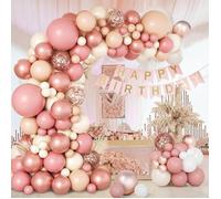 Kit Arche Ballon Rose Gold, 109Pcs Arche Ballon Anniversaire Rose Ballons Blanc Beige Avec Confetti Balloon, Deco Mariage Bal[A104]