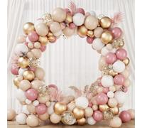 Kit Arche Ballon Rose Gold, 135pcs Arche Ballon Anniversaire Rose et Blanc Or avec Confetti Ballons,Guirlande Ballons pour Décoration Anniversaire Fille Femme,Baby Shower,Gender Reveal,Mariage Fête