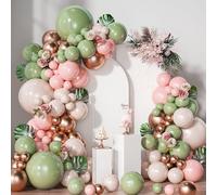 Kit Arche Ballon Rose Vert Sage,150Pcs Kit Arche Guirlande Ballon Vert Sage Rose avec Sage Green and Pink Balloon Garland Arch for Baby Shower,Birthday Party,Jungle Safari Anniversaire Party Decor