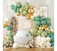 Kit Arche Ballon Vert Et Or avec Autocollants Papillon - 101pcs Guirlande Ballons Anniversaire Vert Beige Or et Autocollants Papillon pour Decoration Anniversaire Fille Garçon, Baby Shower, Mariage