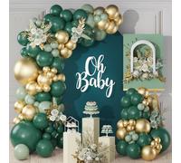 Kit Arche Ballon Vert Foncé Doré,119pcs Kit Arche Guirlande Ballon Anniversaire Vert Foncé Or avec Ballo Sauge, Décoration Anniversaire Jungle Garçon Vert Safari pour Baby Shower Mariage Baptême
