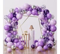 Kit Arche Ballon Violets Argentés,102Pcs Arche Ballon Anniversaire Violets Avec Ballons Violetta Ballons Métalliques,18 12 10 5 Pouces Arche De Ballon Pour Anniversaire Fille Bapteme Mariage Deco Evjf