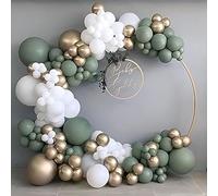 Kit Arche Ballons Anniversaire Blanc Vert et Or 137 Pièces-Ballons Arche de Décoration pour Evénements spéciaux -Zenda club® (Blanc Vert et Or)