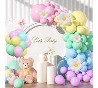 Kit Arche Ballons Anniversaire Pastel, 116pcs Kit Arche Ballon Pastel Macaron et Marguerite - pour Décoration Anniversaire Fille, Mariage, Baby Shower, Baptême, Fiançailles, Gender Reveal