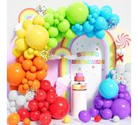 Kit Arche Ballons Arc-en-ciel, 124 pcs Guirlande Ballons de Baudruche Multicolore pour Enfants Filles Garçon Fêtes d'Anniversaire Barbie Mariage Baptême Bachelorette Baby Shower Carnaval Décoration