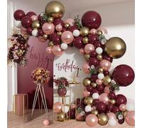 Kit Arche Ballons Bordeaux et Or, 110Pcs Bourgogne Blanc Or Métallique Confetti Fête Ballons Guirlande pour Anniversaire, Saint Valentin, Baby Shower, Mariage, Fiançailles, fête prénatale Décorations
