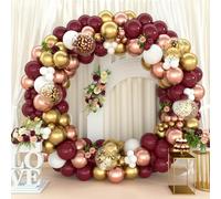 Kit Arche Ballons Bordeaux et Or, 137Pcs Ballon Rouge Bordeaux Blanc Doré Métallique Confetti, Ballons Guirlande pour Anniversaire, Saint Valentin, Baby Shower, Mariage, Fiançailles Fête Décorations