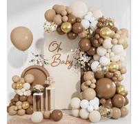 Kit arche ballons marron, tailles 45,7 cm, 30,5 cm, 25,4 cm, 12,7 cm, couleurs nude, doré, blanc, latex métallisé, confettis