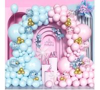 Kit Arche Ballons Rose Bleu 125 Pcs Guirlande Ballons Bleu Rose Pastel Avec Ballons Confettis Ballon Or Métallique