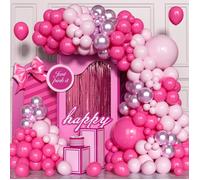 Kit Arche Ballons Rose Et Rose Vif, 120 Pcs Guirlande Ballons Rose Foncé Pastel Fuchsia Pour Filles Thème Princesse Décorati[YB473]
