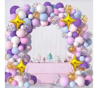 Kit Arche Ballons Rose Violet, 120 Pièces Rose Violet Blanc Bleu Sarcelle Avec Ballon Étoile, Kit Guirlande Ballons Pastel Pour Fête d'Anniversaire Licorne Baby Shower Fille Les Décorations