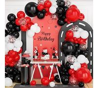 Kit Arche Ballons Rouge et Noir, 125 pcs Guirlande Ballons de Baudruche Blanc Rouge Noir Confettis pour Garçon Filles Enfant Fêtes d'Anniversaire Mariage Baby Shower Remise des Diplômes Décoration