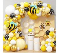 Kit arche de ballons 115 pièces - décoration anniversaire or et jaune avec ballon abeille en latex arche gonflable pour fête et bap