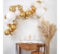 Kit Arche de Ballons La Bobo, 70 Pièces, Blanc et Doré, 45cm/30cm/13cm
