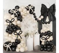 Kit Arche Guirlande Blanc Noir - 114 Pièces Arche Ballon Noir avec Ballons Blanc Sable et Longs, Décoration pour Anniversaire, Mariage, Baby Shower, Baptême Garçon, Fête Prénatale, Remise des Diplômes