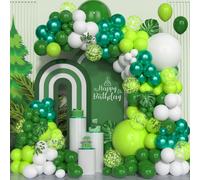 Kit Arche Verts, 130 Pcs Guirlande Ballon Verts Foncé Blanc Mat Avec Métallique Confettis Vert Pour Garçon Filles Fête D'anniversaire Baby Shower Baptême Mariage Bébé Douche Football Safari Décoratio